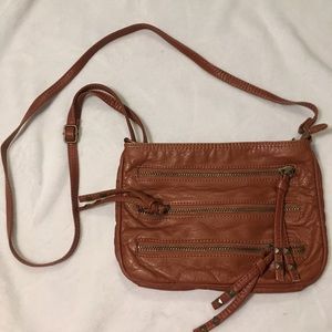 Brown Zippered Stud Arizona Jean Co. Crossbody Bag